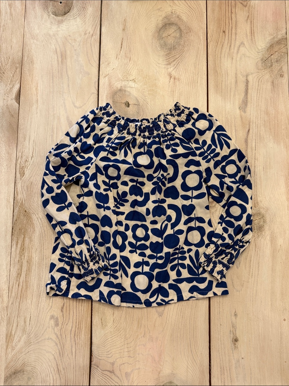 Hannah Anderson Navy Blue Floral Off-Shoulder Blouse